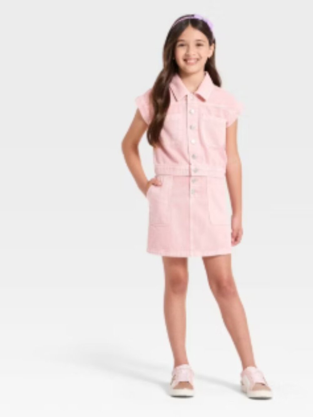 Cat & Jack Girls' Patch Pocket Denim Skirt Girls' XS (4/5) - Picture 8 of 8